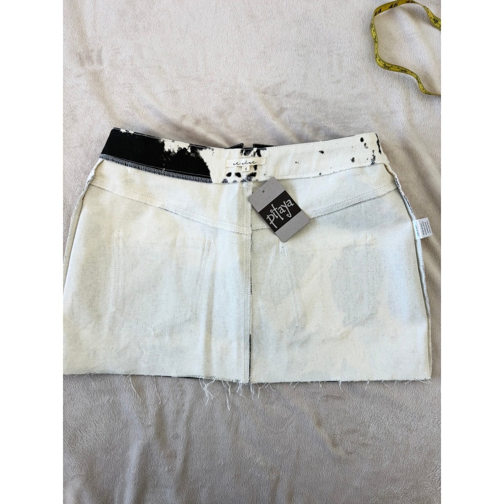 NWT Et Clet‎ Cow Print Denim Mini Skirt Western Y2K Boutique Size S - Picture 9 of 10